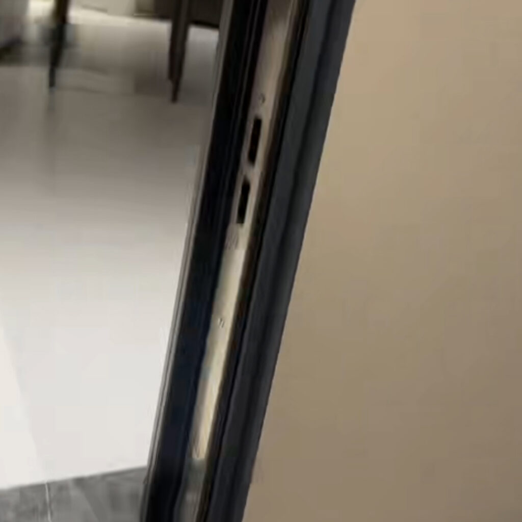 Close-up of PA66 Thermal Break strip used in our Thermal Break Pivot Doors for maximum energy efficiency.