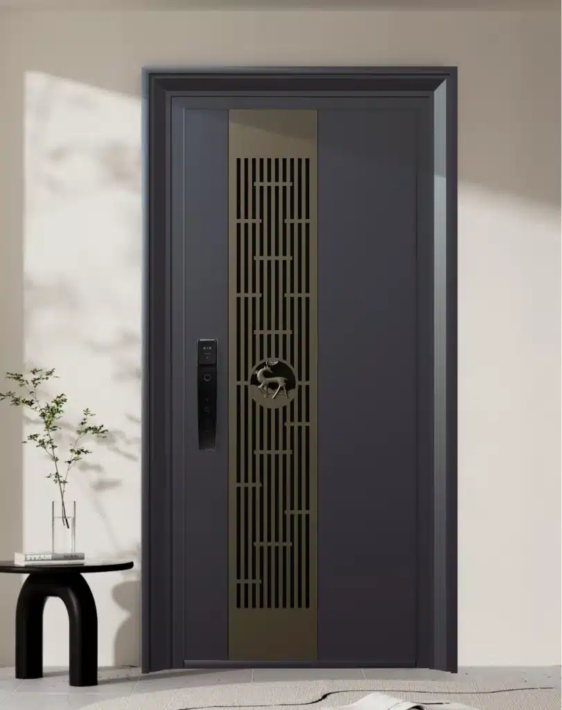 Modern stainless steel door handle with lever design for commercial or residential entry doors